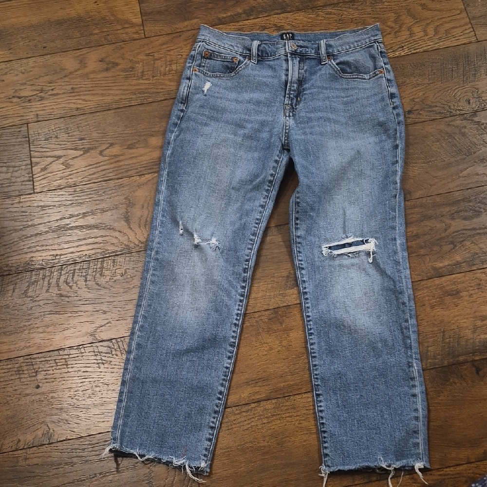 Womens 1969 GAP Girlfriend STRETCH Distressed Blue Jeans SIZE 2
